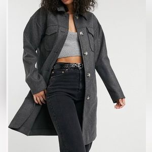 ASOS Vero Moda Dark Grey Longline Shacket - Size XS